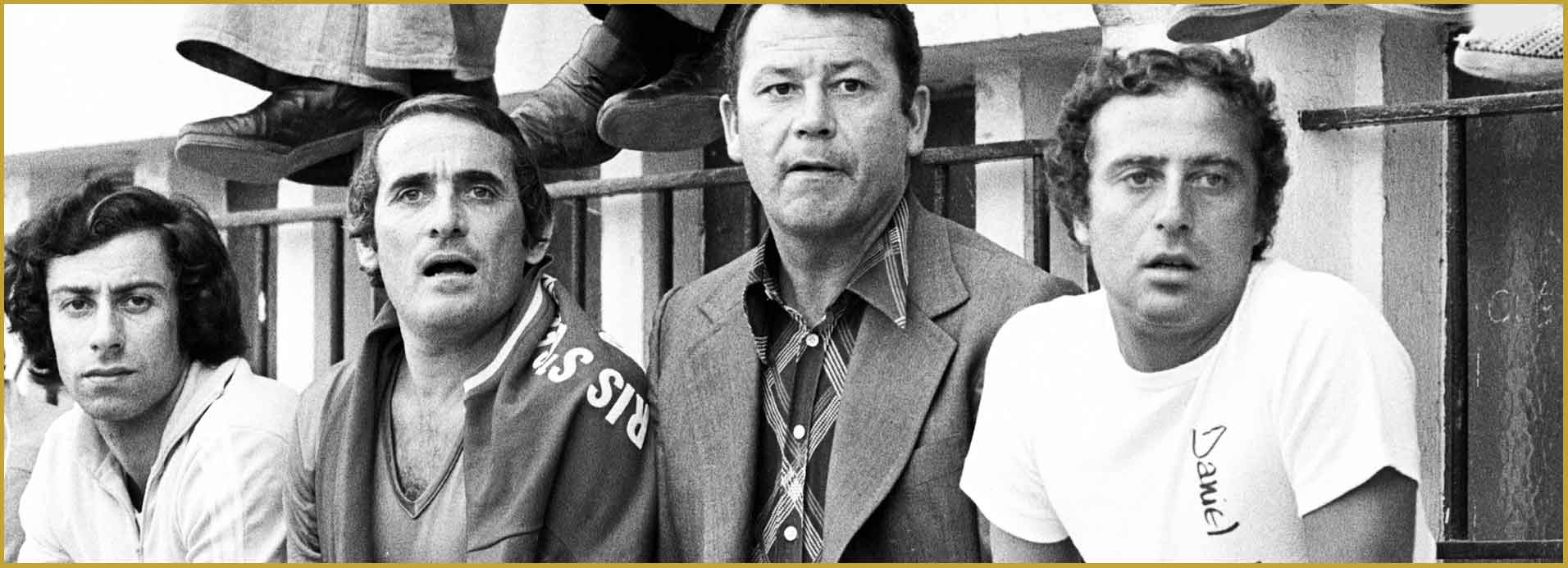 Patrick Levasseur (Kiné), Robert Vicot, Just Fontaine, Daniel Hechter - Saison 1973-74